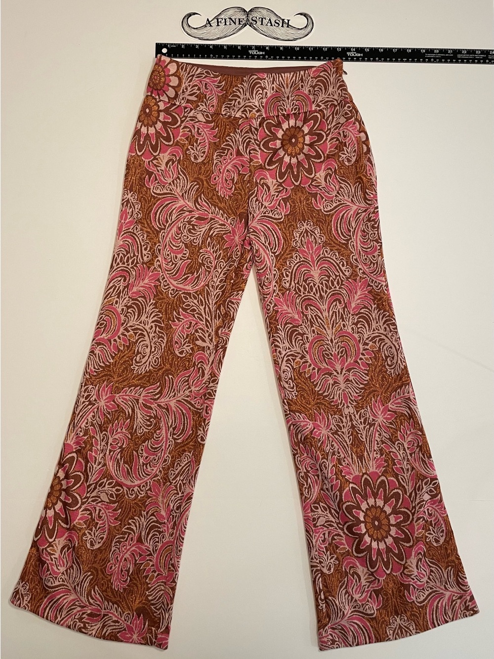 Maeve Anthropologie Maria Paisley Jacquard Flare Pants Pink Brown Women's 6P